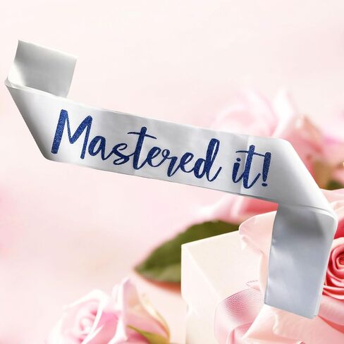 Graduation Mastered It Sash Class of 2025 Glitter Satin Sash for Masters Congrats Grad Decorations Grad Party Supplies,White Blue in Saudi Arabia