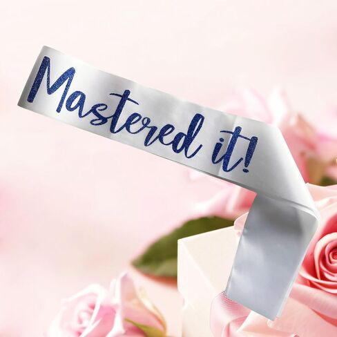 Graduation Mastered It Sash Class of 2025 Glitter Satin Sash for Masters Congrats Grad Decorations Grad Party Supplies,White Blue in Saudi Arabia