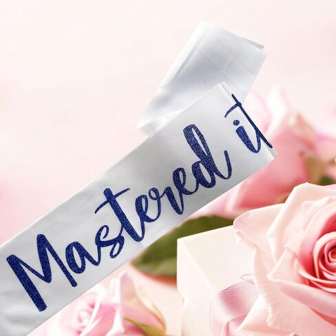 Graduation Mastered It Sash Class of 2025 Glitter Satin Sash for Masters Congrats Grad Decorations Grad Party Supplies,White Blue in Saudi Arabia