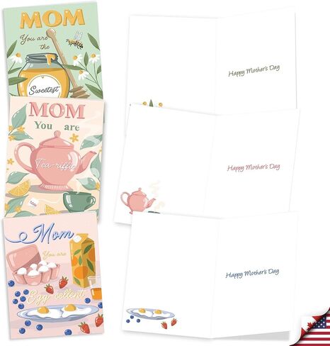 The Best Card Company - 20 Assorted Mother's Day Humor Cards Boxed Stationary Set, with Envelopes (4 x 5.12 Inch) - Loving Small Note Card Set - Mom Notes AM3138MDG-B2x10 in Kuwait