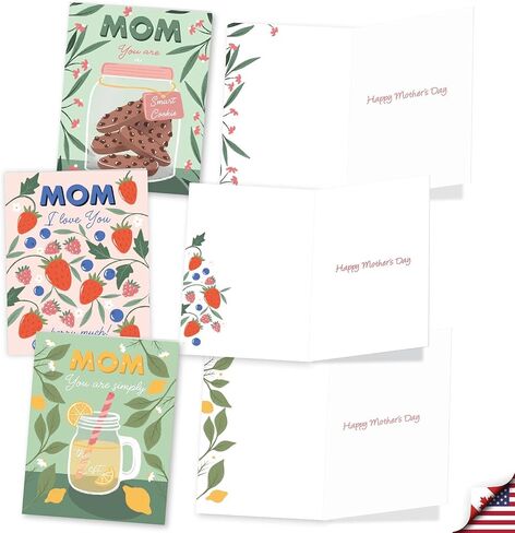 The Best Card Company - 20 Assorted Mother's Day Humor Cards Boxed Stationary Set, with Envelopes (4 x 5.12 Inch) - Loving Small Note Card Set - Mom Notes AM3138MDG-B2x10 in Kuwait