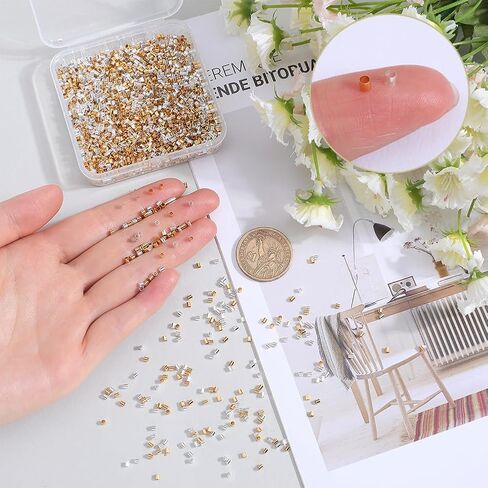 1 Box 2000Pcs Crimp Tube Beads 3mm Stopper Beads Metal Cords End capss Gold Silver Brass Crimper Loose Spacer Bead for Jewelry Making Supplies Crimping Beads DIY Bracelets Earrings Crafts in Saudi Arabia