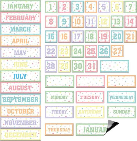 Ireer 54 Pcs Composition Calendar Magnets for Classroom Pastel Magnetic Fridge Calendar Months Days of The Week Number Magnets Date Indicators for Home Classroom Whiteboard Refrigerator Supplies in Saudi Arabia