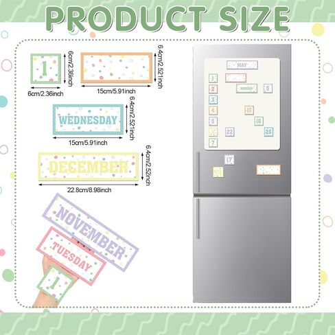 Ireer 54 Pcs Composition Calendar Magnets for Classroom Pastel Magnetic Fridge Calendar Months Days of The Week Number Magnets Date Indicators for Home Classroom Whiteboard Refrigerator Supplies in Saudi Arabia