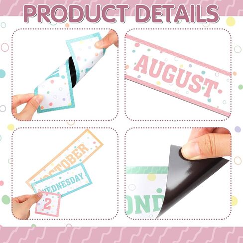 Ireer 54 Pcs Composition Calendar Magnets for Classroom Pastel Magnetic Fridge Calendar Months Days of The Week Number Magnets Date Indicators for Home Classroom Whiteboard Refrigerator Supplies in Saudi Arabia