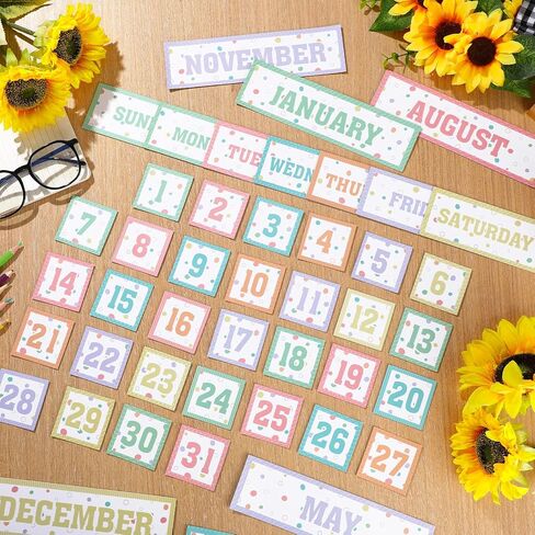 Ireer 54 Pcs Composition Calendar Magnets for Classroom Pastel Magnetic Fridge Calendar Months Days of The Week Number Magnets Date Indicators for Home Classroom Whiteboard Refrigerator Supplies in Saudi Arabia