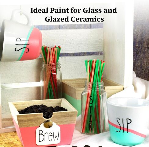 DecoArt Glass Paint, Primary Color Set, Acrylic Paint Ideal for Glass and Glazed Ceramics, Self Leveling Smooth Finish, 2 Fl Oz Bottle (Pack of 9) in Saudi Arabia