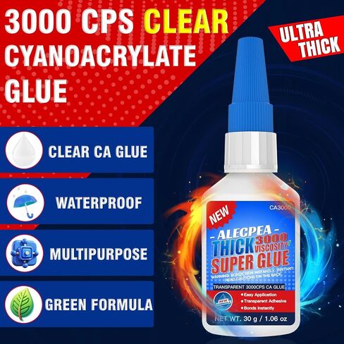 60g(2oz) Thin Thick CA Glue, Premium Cyanoacrylate Super Glue for Wood, Glass, Metal, Paper, Leather, Plastic, Ceramic, Rubber, Jewelry, Woodworking, Hobby Models, and Craft Project in Saudi Arabia