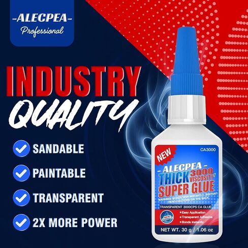 60g(2oz) Thin Thick CA Glue, Premium Cyanoacrylate Super Glue for Wood, Glass, Metal, Paper, Leather, Plastic, Ceramic, Rubber, Jewelry, Woodworking, Hobby Models, and Craft Project in Saudi Arabia
