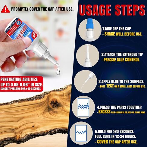 60g(2oz) Thin Thick CA Glue, Premium Cyanoacrylate Super Glue for Wood, Glass, Metal, Paper, Leather, Plastic, Ceramic, Rubber, Jewelry, Woodworking, Hobby Models, and Craft Project in Saudi Arabia