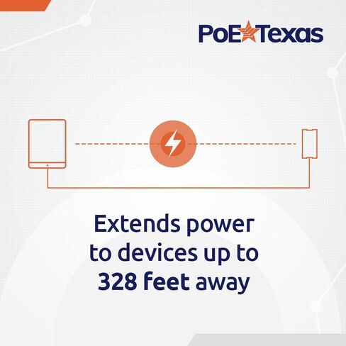 Poe Texas AT-HUB POE+ to USB-C وتسليم البيانات للبيانات لأمازون صدى لوحة التحكم الذكية في المنزل-إخراج الطاقة ، 10/100 ميغابت في الثانية مع كابل USB-C-متوافق مع 802.3AT POE+ SWITCH in Kuwait