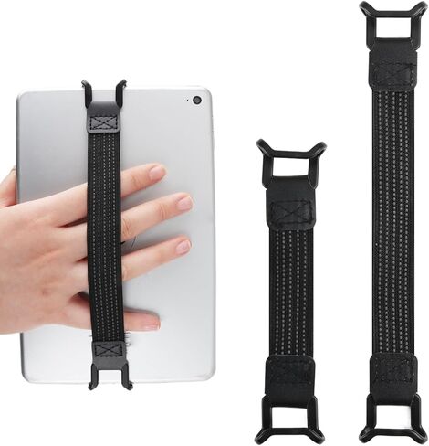 Universal Phone Tablet Hand Strap Holder 4 Pack for 5.2-11 Inch Devices, Adjustable Anti-Drop Elastic Grip Band, One Hand Operation Support for iPad Pro Air Mini Galaxy Tab Kindle eReaders (Black) in Kuwait