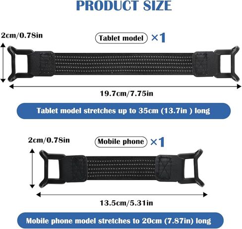 Universal Phone Tablet Hand Strap Holder 4 Pack for 5.2-11 Inch Devices, Adjustable Anti-Drop Elastic Grip Band, One Hand Operation Support for iPad Pro Air Mini Galaxy Tab Kindle eReaders (Black) in Kuwait