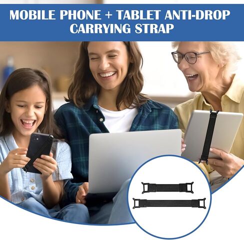 Universal Phone Tablet Hand Strap Holder 4 Pack for 5.2-11 Inch Devices, Adjustable Anti-Drop Elastic Grip Band, One Hand Operation Support for iPad Pro Air Mini Galaxy Tab Kindle eReaders (Black) in Kuwait