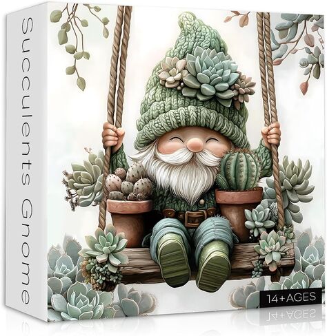 Funny Gnomes Puzzles for Adults 1000 Pieces, Nature Mushroom Butterfly Garden Themed, Cute Spring Gnome Flower Jigsaw Puzzles Challenge in Kuwait