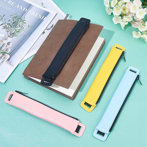 GORGECRAFT 2Pcs 2 Colors Elastic Pen Pouch PU Leather Colorful Adjustable Elasticated Band Pencil Holders Sleeve Pocket Case Organizer for Notebooks Hardcover Journals Planners Books in Saudi Arabia