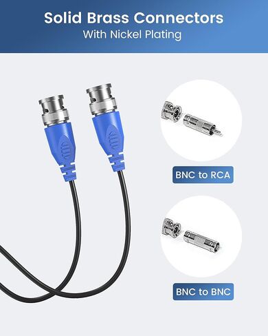 4 Pack 60ft All-in-One Video Power Cables, BNC Extension Surveillance Camera Cables for CCTV Security DVR System Installation, Included BNC Connectors and Cable Clips in Kuwait