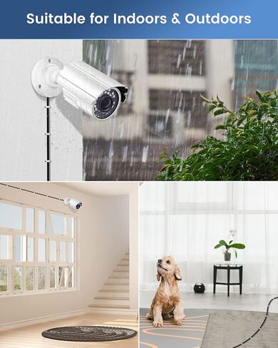 4 Pack 60ft All-in-One Video Power Cables, BNC Extension Surveillance Camera Cables for CCTV Security DVR System Installation, Included BNC Connectors and Cable Clips in Kuwait