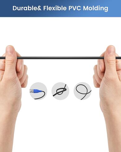 4 Pack 60ft All-in-One Video Power Cables, BNC Extension Surveillance Camera Cables for CCTV Security DVR System Installation, Included BNC Connectors and Cable Clips in Kuwait