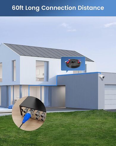 4 Pack 60ft All-in-One Video Power Cables, BNC Extension Surveillance Camera Cables for CCTV Security DVR System Installation, Included BNC Connectors and Cable Clips in Kuwait