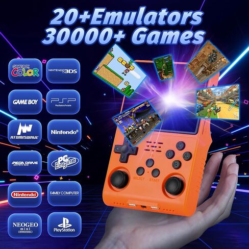 R40S Pro Handheld Game Console, Over 30,000 Pre-Installed Games, More Than 20 Retro Emulator Systems, 3.5 inch IPS Full-View HD Screen，256GB (Blue) in Saudi Arabia