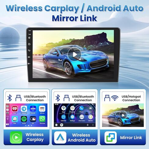 Fuluku【4+64GB】double din for Hyundai Sonata 2010-2014 Android Car Stereo 9" Touch Screen with Wireless Carplay Android Auto, Radio Dash Kit GPS Navigation WiFi Bluetooth SWC Mirror Link Backup Camera in Kuwait