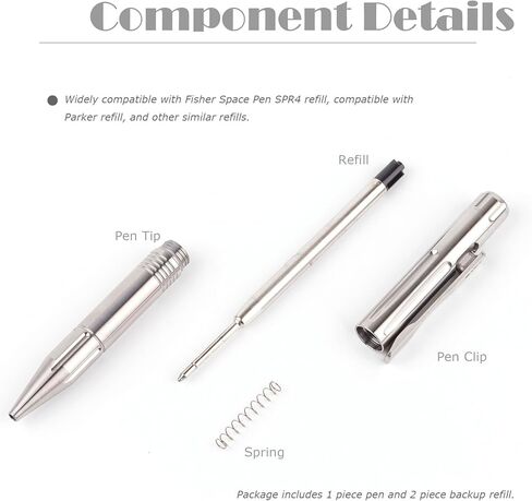 Titanium EDC Bolt Action Pen Perpoint Pen Tactical Crinting Pen with Pocket Clip size size sigbact in Kuwait