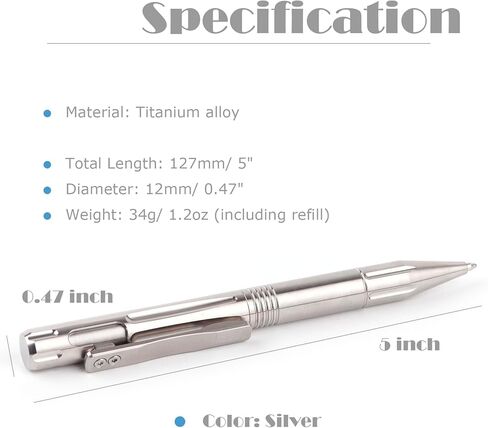 Titanium EDC Bolt Action Pen Perpoint Pen Tactical Crinting Pen with Pocket Clip size size sigbact in Kuwait