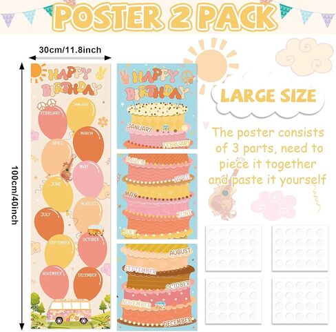 Happy Birthday Poster Chart Boho Birthday Bulletin Board Decorations Birthday Classroom Wall Door Decor for Calendars Bulletin Boards Nursery Homeschool Kindergarten Back to School Supplies in Saudi Arabia