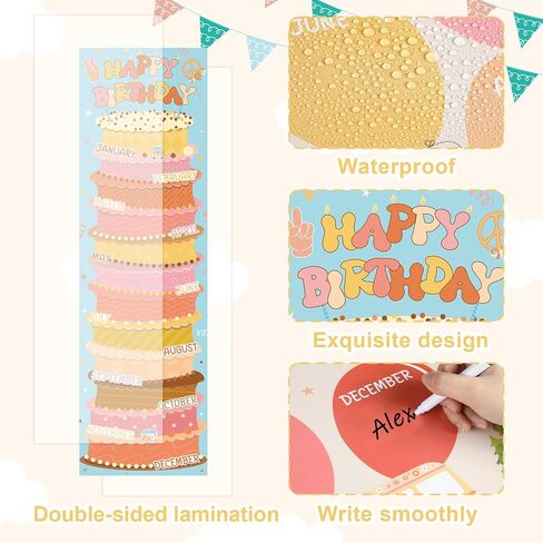 Happy Birthday Poster Chart Boho Birthday Bulletin Board Decorations Birthday Classroom Wall Door Decor for Calendars Bulletin Boards Nursery Homeschool Kindergarten Back to School Supplies in Saudi Arabia