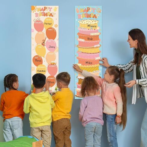 Happy Birthday Poster Chart Boho Birthday Bulletin Board Decorations Birthday Classroom Wall Door Decor for Calendars Bulletin Boards Nursery Homeschool Kindergarten Back to School Supplies in Saudi Arabia