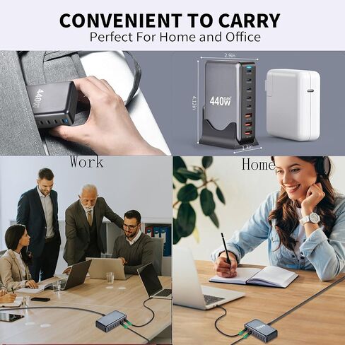600W USB C Charger ، USB C 8-Port Fast Charge Station Hub ، GAN Fast Charger Block ، Fast PD 140W 100W 30W LAPTOP Charger QC 30W ADAPTER FOR MacBook Pro/ALL/ALL IPAD ، HP Dell ، Steam Deck ، iPhone 16/15 in Kuwait