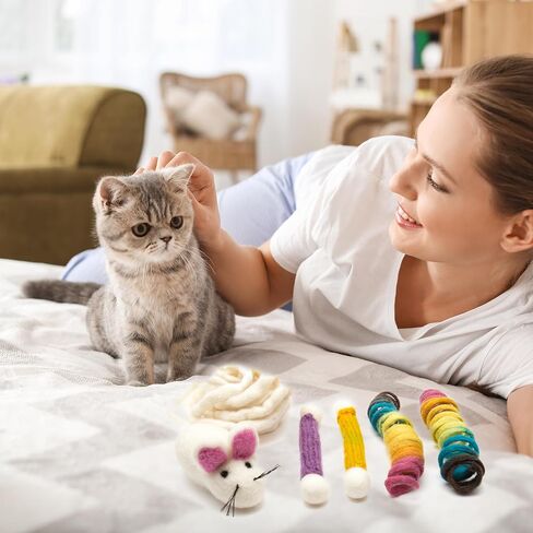 Glaciart One Felt Wool Plush Cat Toy | Soft Fuzzy Enrichment 100% Natural Wool Stuffed with Organic Catnip | Interactive Catnip Play Cat Toy | Safe for Pets, Non-AZO Colored Dyes in Saudi Arabia