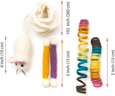 Glaciart One Felt Wool Plush Cat Toy | Soft Fuzzy Enrichment 100% Natural Wool Stuffed with Organic Catnip | Interactive Catnip Play Cat Toy | Safe for Pets, Non-AZO Colored Dyes in Saudi Arabia
