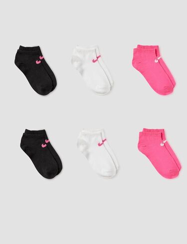 Nike Kids' Little Ankle Socks (6 Pairs), Pink Pow/White/Black, 5/7 in Saudi Arabia