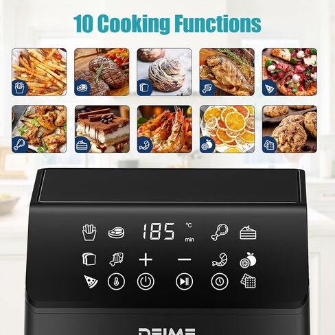 Die Air Fryer 6.5 QT Oilless 1700W سعة كبيرة من المقايض الطهي الصحية مع 10 نافذة طبخ مرئية ، سلة غير لاصقة in Kuwait