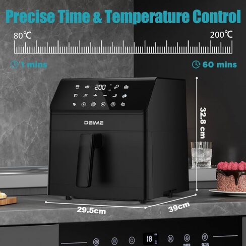 Die Air Fryer 6.5 QT Oilless 1700W سعة كبيرة من المقايض الطهي الصحية مع 10 نافذة طبخ مرئية ، سلة غير لاصقة in Kuwait