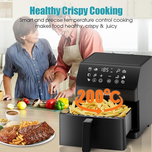 Die Air Fryer 6.5 QT Oilless 1700W سعة كبيرة من المقايض الطهي الصحية مع 10 نافذة طبخ مرئية ، سلة غير لاصقة in Kuwait