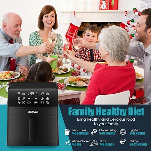 Die Air Fryer 6.5 QT Oilless 1700W سعة كبيرة من المقايض الطهي الصحية مع 10 نافذة طبخ مرئية ، سلة غير لاصقة in Kuwait