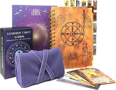 مجموعة التعلم الساحرة Cauldron Tarot للمبتدئين: بطاقات التعلم للمبتدئين ، حامل الساتان ومجلة التارو للتخطيط الروحية (الأرجواني) in Kuwait