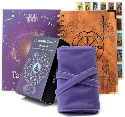 مجموعة التعلم الساحرة Cauldron Tarot للمبتدئين: بطاقات التعلم للمبتدئين ، حامل الساتان ومجلة التارو للتخطيط الروحية (الأرجواني) in Kuwait