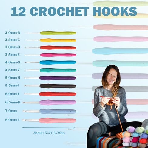 Lewhoo Crochet Kits for Beginner Adults, All Inclusive Crochet Set with 9 Size Crochet Hooks, Afghan Crochet Needles 2.0-6.0mm, 1136 Yards Yarn Skeins Balls,Knitting Kits Storage Organizer in Saudi Arabia