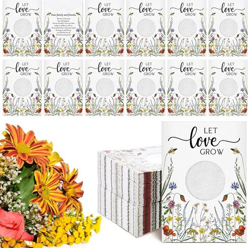 FUMETE 50 PCS حفل زفاف لصالح الضيوف دع الحب ينمو حزم البذور المظرف الأكبر Kraft Bag مع نافذة زهرة تخزين البذور قابلة للاستمتاع بحزم حفلات الزفاف دش الزفاف ، لا بذور in Saudi Arabia