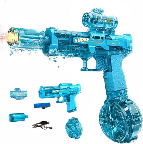 Electric Water Guns for Adults Kids, Automatic Squirt Gun with 26FT Range, Super Blaster Soaker High Capacity Pistol for Swimming Pool Party Toy ColorBlast LED Electric Water Gun (Black) in Kuwait