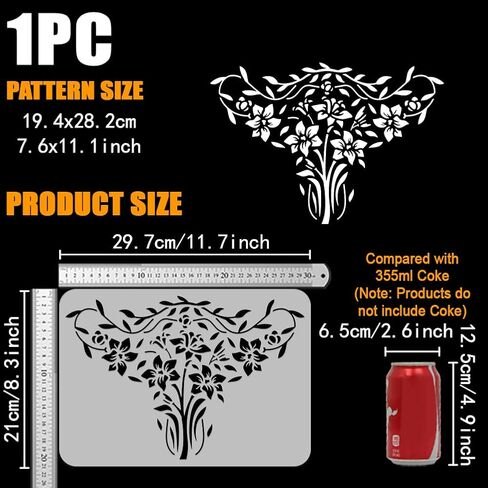 stency الكاردينالات ذات الطبقات الأصلية للطلاء 8.3x11.7inch فروع جوفاء فروع رسم النجوم البلاستيكية النجوم التوت النمط الطلاء stencil themplate themplate for Home Decor in Kuwait