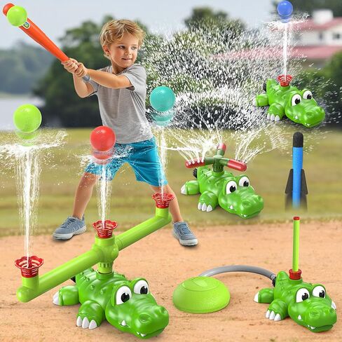 4-in-1 Whale Water Sprinkler Baseball مجموعة للأطفال ، لعبة المياه الصيفية مع 3 طائرات ، 4 كرات ولعبة إطلاق الصواريخ ، رشاشات الأطفال مع رشاشات دوارة 360 درجة ، ألعاب المياه الخارجية لمدة 3 سنوات من العمر 3+ سنوات in Kuwait