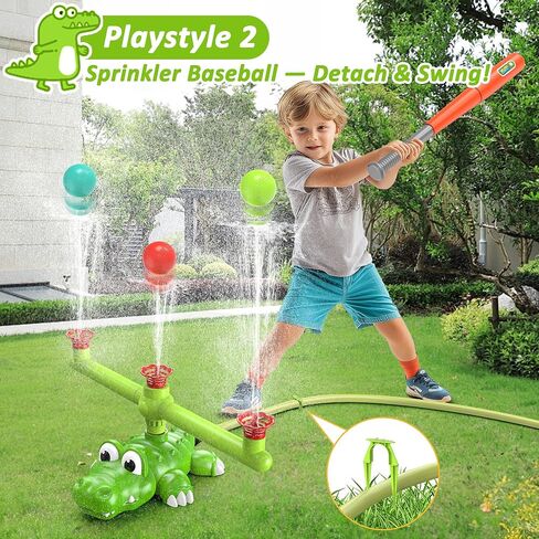 4-in-1 Whale Water Sprinkler Baseball مجموعة للأطفال ، لعبة المياه الصيفية مع 3 طائرات ، 4 كرات ولعبة إطلاق الصواريخ ، رشاشات الأطفال مع رشاشات دوارة 360 درجة ، ألعاب المياه الخارجية لمدة 3 سنوات من العمر 3+ سنوات in Kuwait