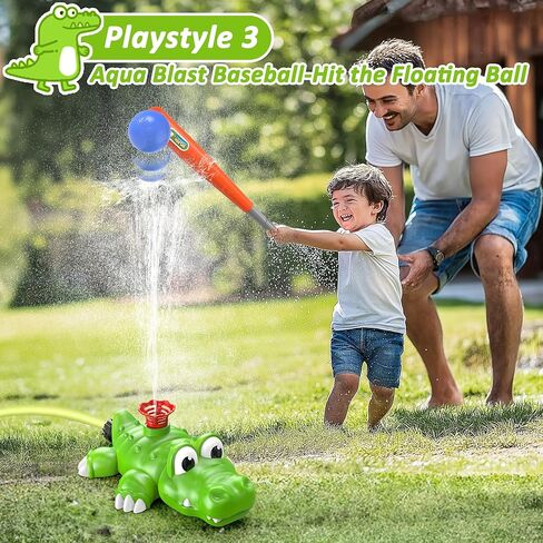 4-in-1 Whale Water Sprinkler Baseball مجموعة للأطفال ، لعبة المياه الصيفية مع 3 طائرات ، 4 كرات ولعبة إطلاق الصواريخ ، رشاشات الأطفال مع رشاشات دوارة 360 درجة ، ألعاب المياه الخارجية لمدة 3 سنوات من العمر 3+ سنوات in Kuwait