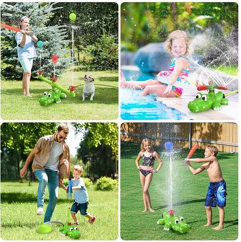 4-in-1 Whale Water Sprinkler Baseball مجموعة للأطفال ، لعبة المياه الصيفية مع 3 طائرات ، 4 كرات ولعبة إطلاق الصواريخ ، رشاشات الأطفال مع رشاشات دوارة 360 درجة ، ألعاب المياه الخارجية لمدة 3 سنوات من العمر 3+ سنوات in Kuwait