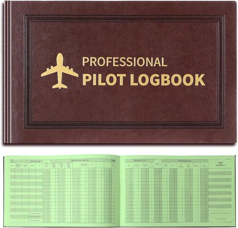 2 Pack Professional Pilot Logbook 128 Sheets Brown Leather Hardcover Large Flight Log Journal Aircraft Record Book Aviation Gifts and Gear in Saudi Arabia